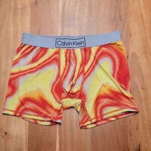 Calvin Klein Swirl Pattern Boxer Briefs in Red and Yellow